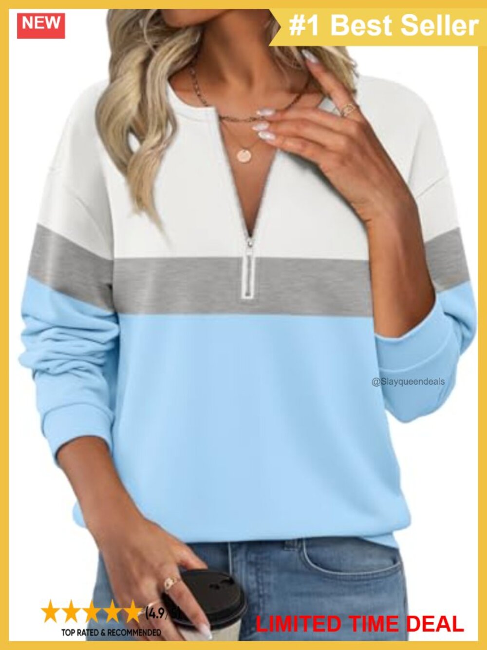 Womens Fleece Lined Half Zip Sweatshirt Pullover Long Sleeve Casual Fall Top